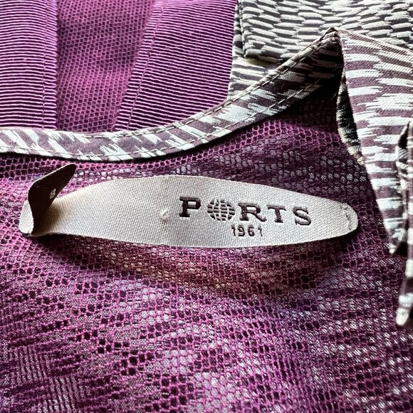 Ports 1961 Size 8 Silk Purple Silver Tiered Sleeveless Pencil Cocktail Dress - Picture 2 of 13